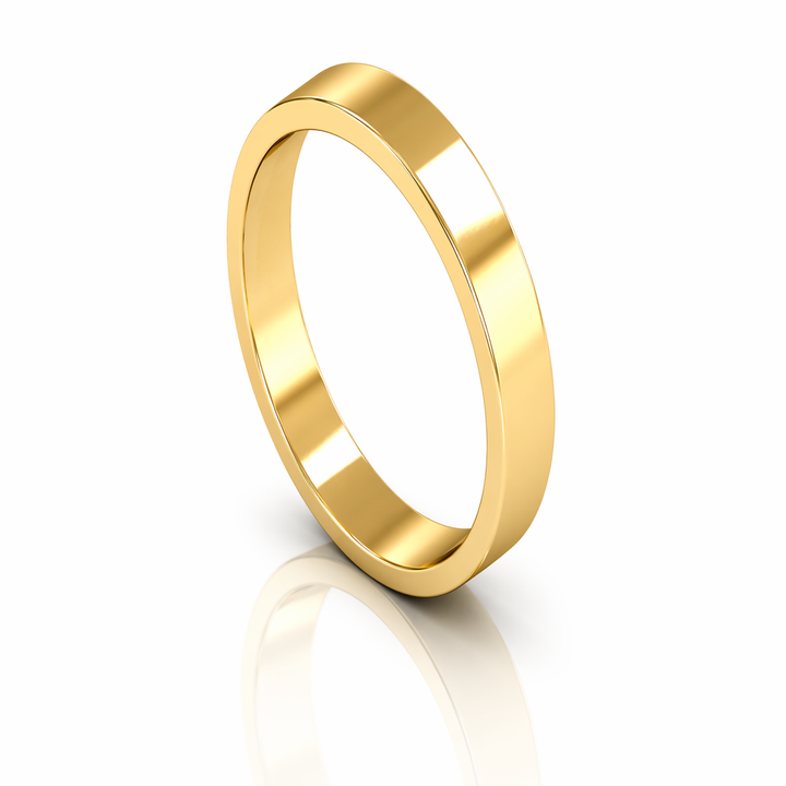 Mococo Fine 9ct Yellow Gold 3mm Flat Wedding Ring