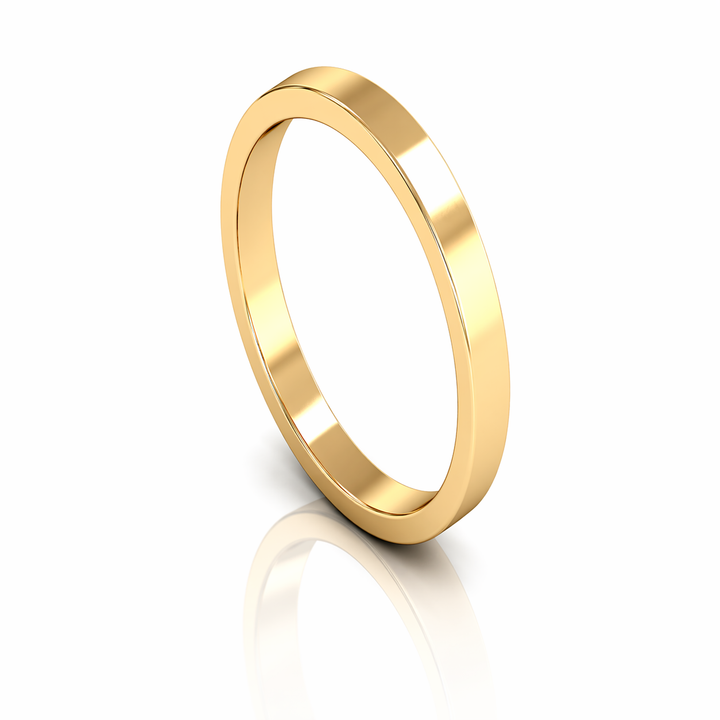 Mococo Fine 9ct Yellow Gold 2mm Flat Wedding Ring