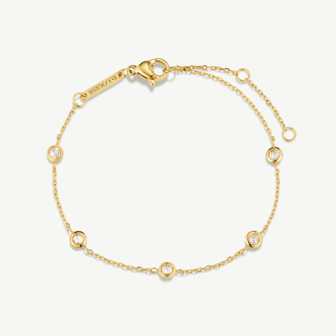 D.Louise Multi Stone Chain Bracelet Gold - Mococo