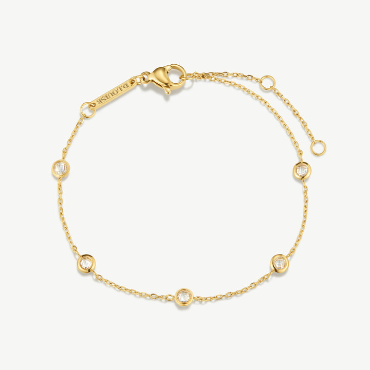 D.Louise Multi Stone Chain Bracelet Gold - Mococo