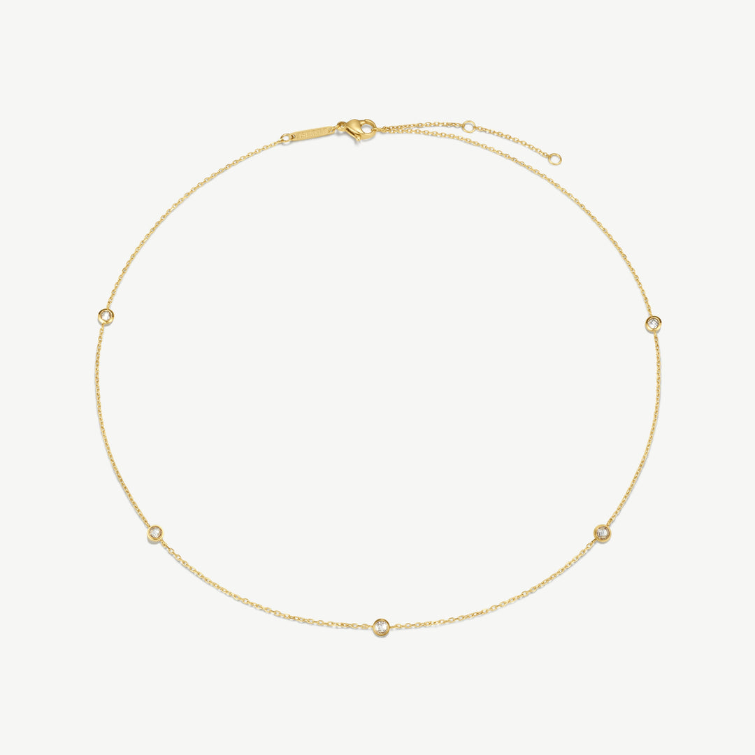 D.Louise Multi Stone Chain Necklace Gold - Mococo