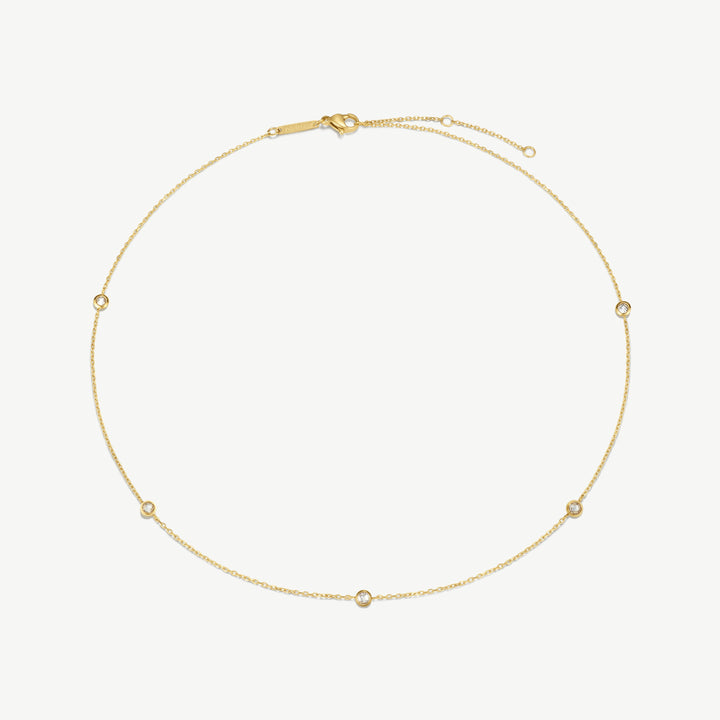 D.Louise Multi Stone Chain Necklace Gold - Mococo