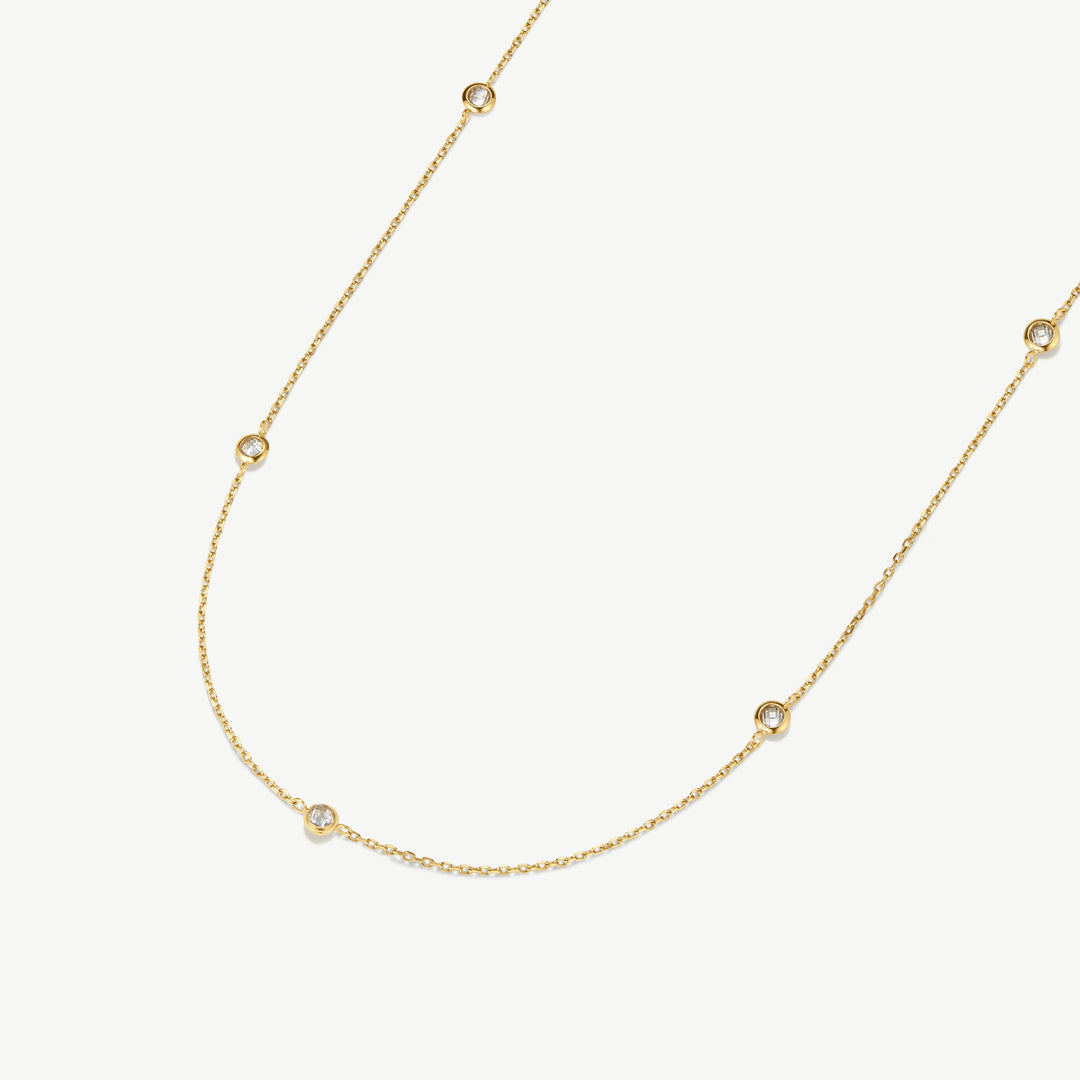 D.Louise Multi Stone Chain Necklace Gold - Mococo