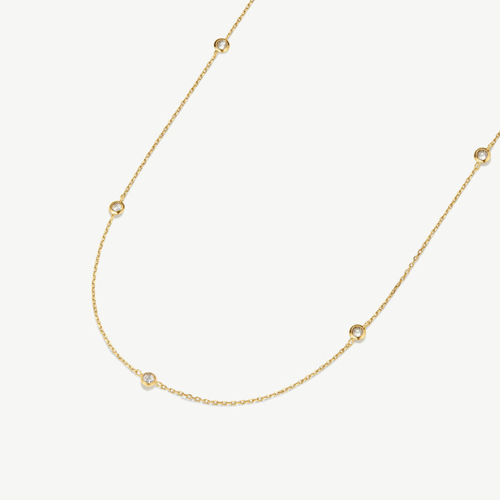 D.Louise Multi Stone Chain Necklace Gold - Mococo