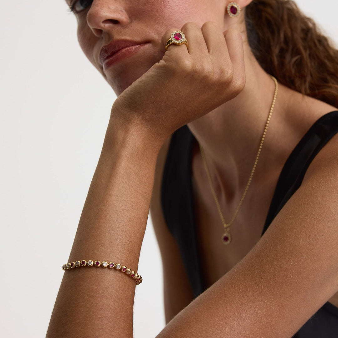 D.Louise Gold BezelTennis Bracelet Gold - Mococo