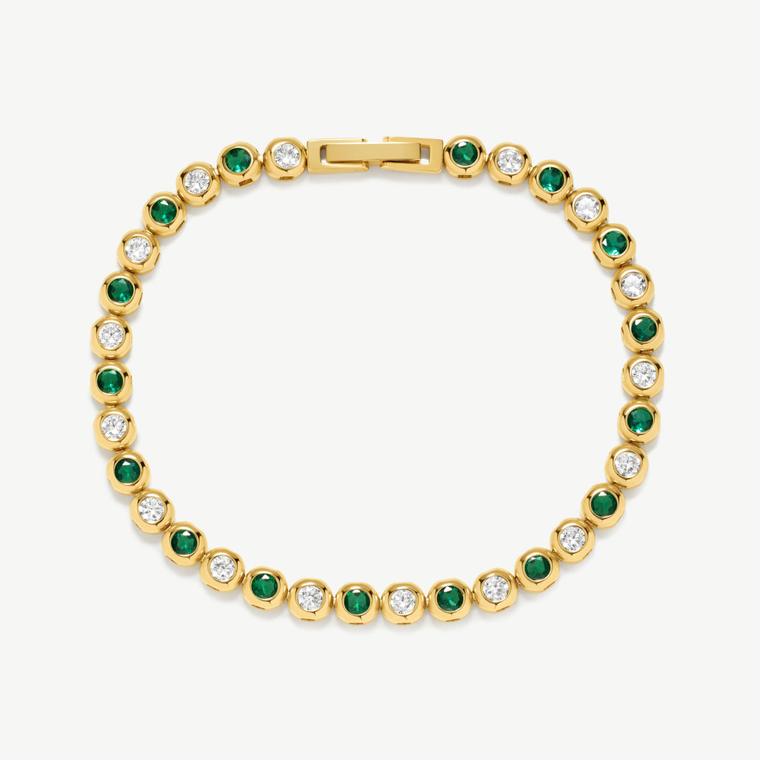 D.Louise Gold Emerald Tennis Bracelet - Mococo