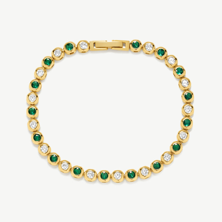 D.Louise Gold Emerald Tennis Bracelet - Mococo