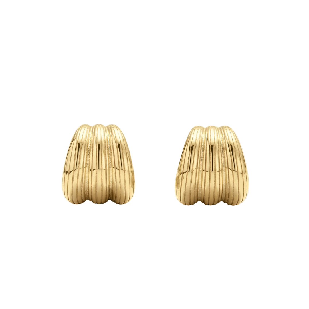 Naky Ribbed Small Hoop Earrings Modern Textured Finish