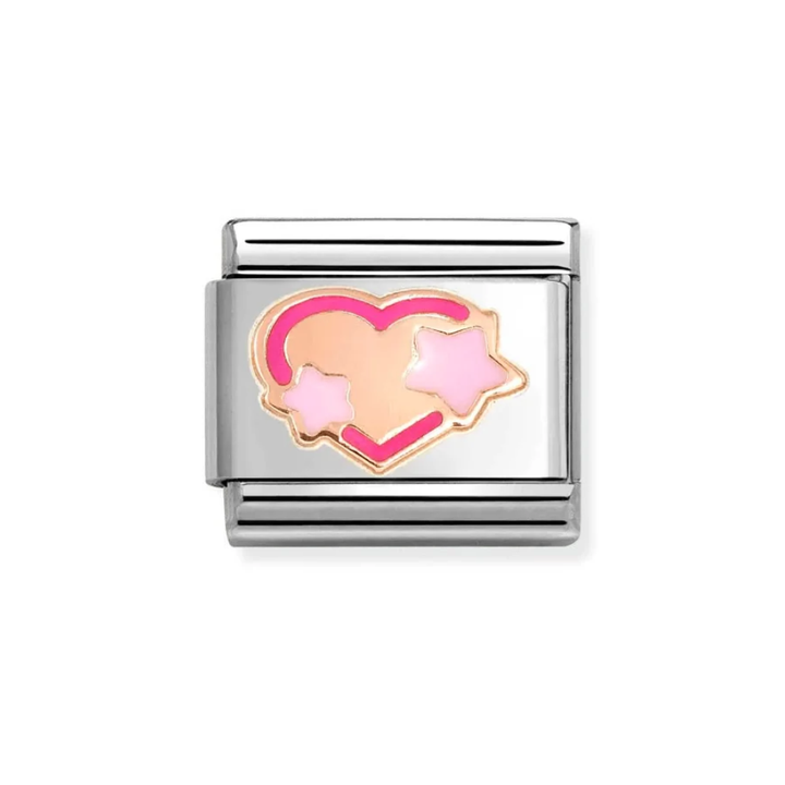 Nomination Rose Gold Fuchsia Pink Star Heart Charm
