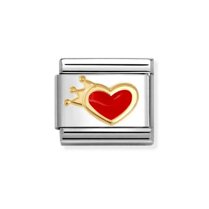 Nomination Classic Gold Enamel Red Heart with Crown Charm