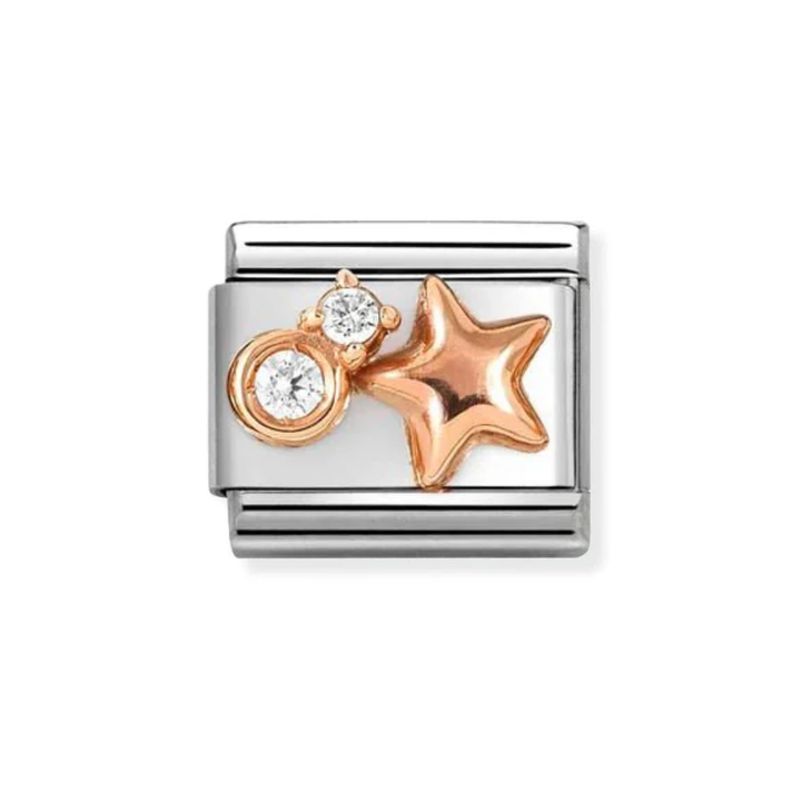 Nomination Rose Gold Rounded Star With Circle CZ Charm