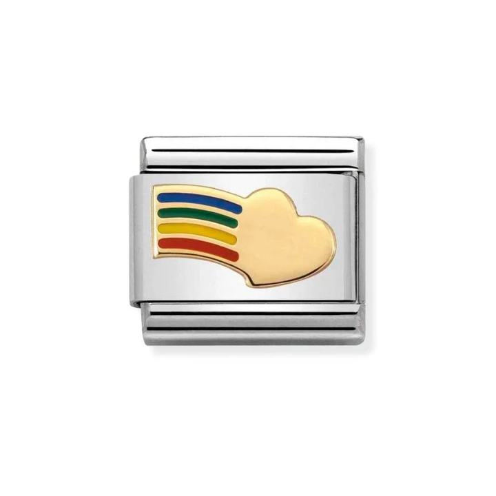 Nomination Classic Gold Multi Coloured Rainbow Heart Charm