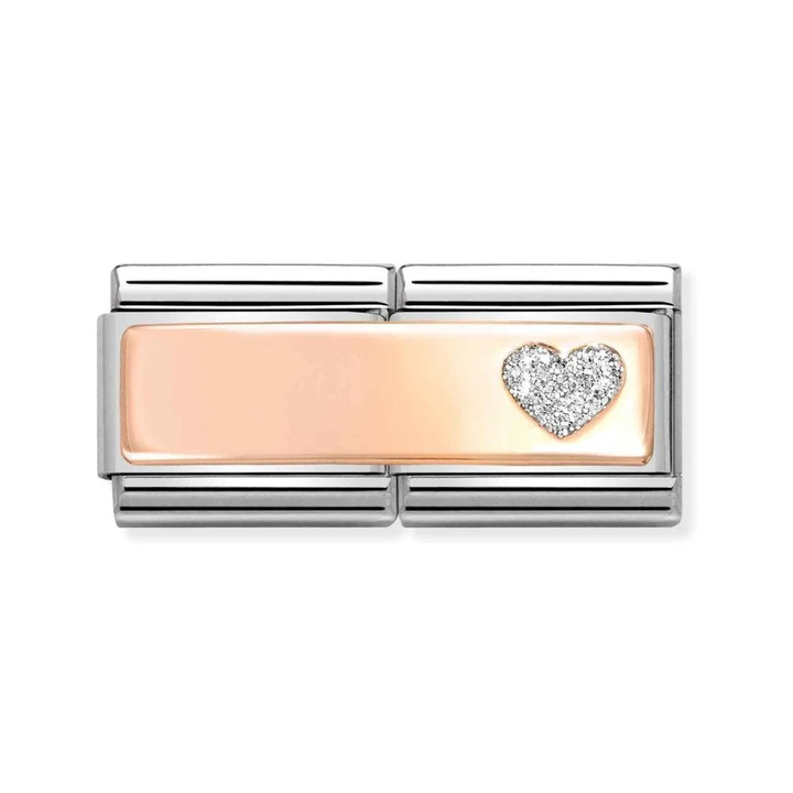 Nomination Classic Rose Gold Glitter Heart Double Charm