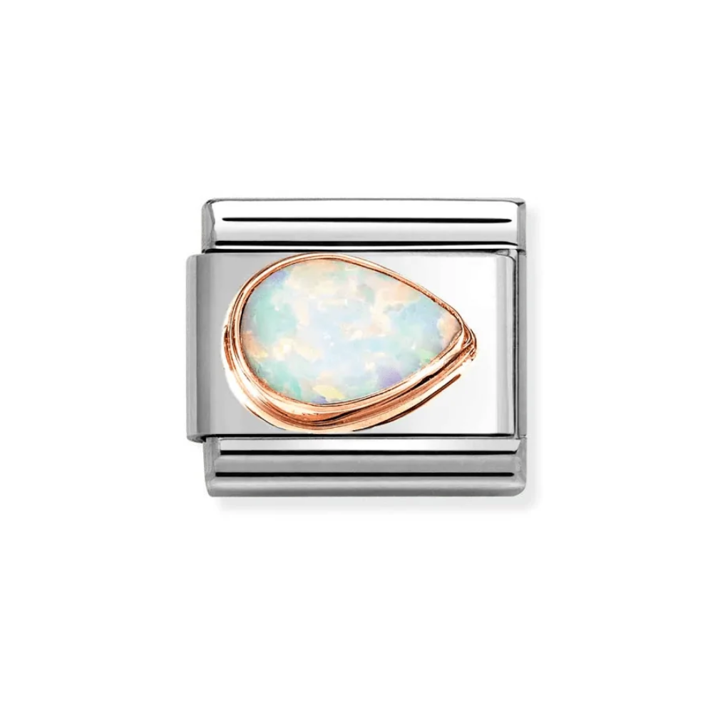 Nomination Classic Rose Gold White Opal Right-Drop Charm