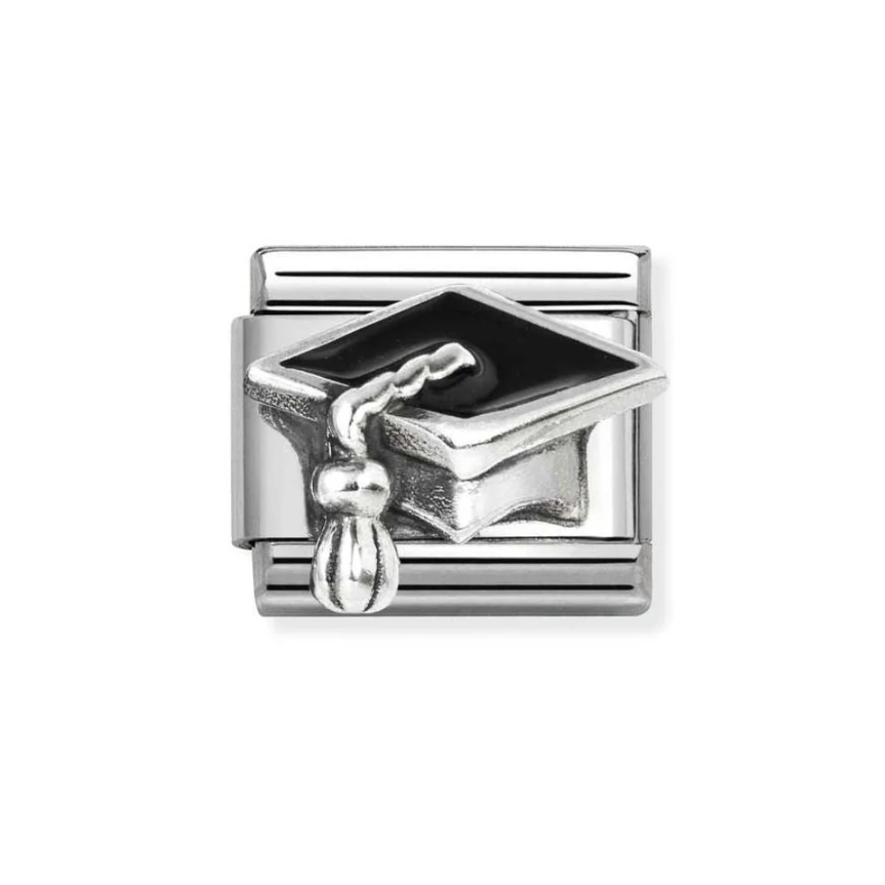 Nomination Classic Silver Black Graduation Hat Charm