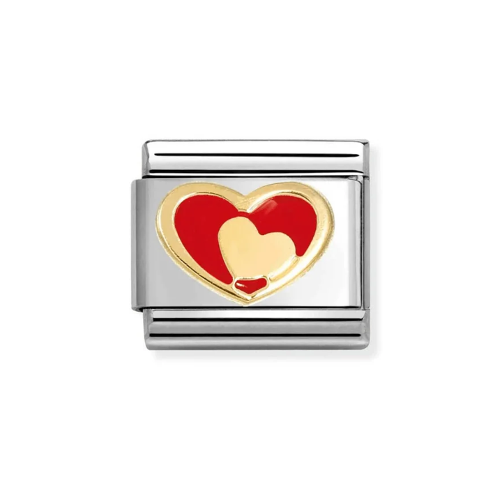 Nomination Classic Gold Red Heart in Heart Charm