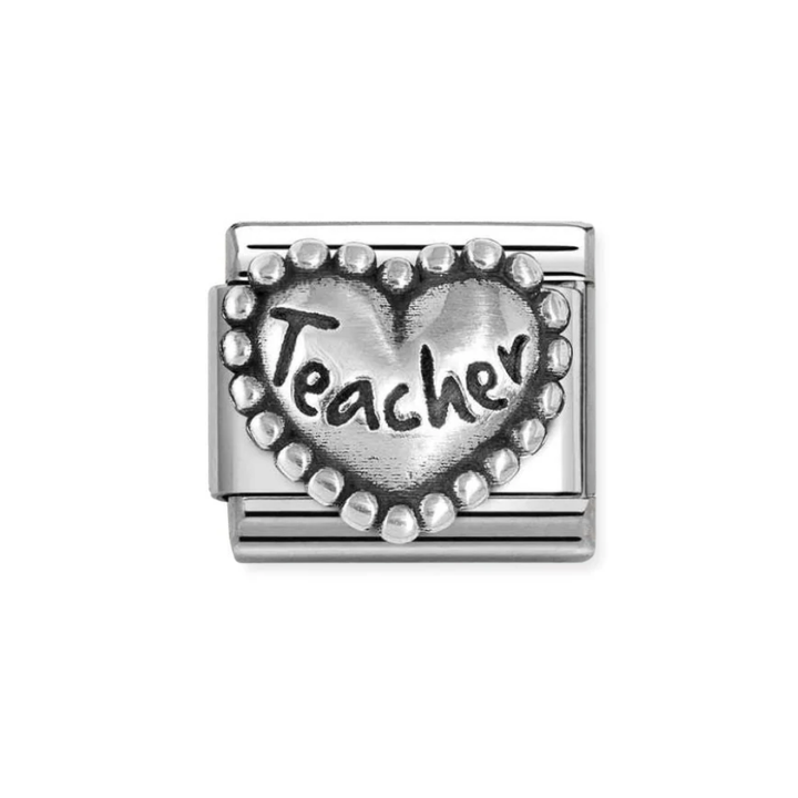 Nomination Classic Silver Teacher Beaded Heart Charm