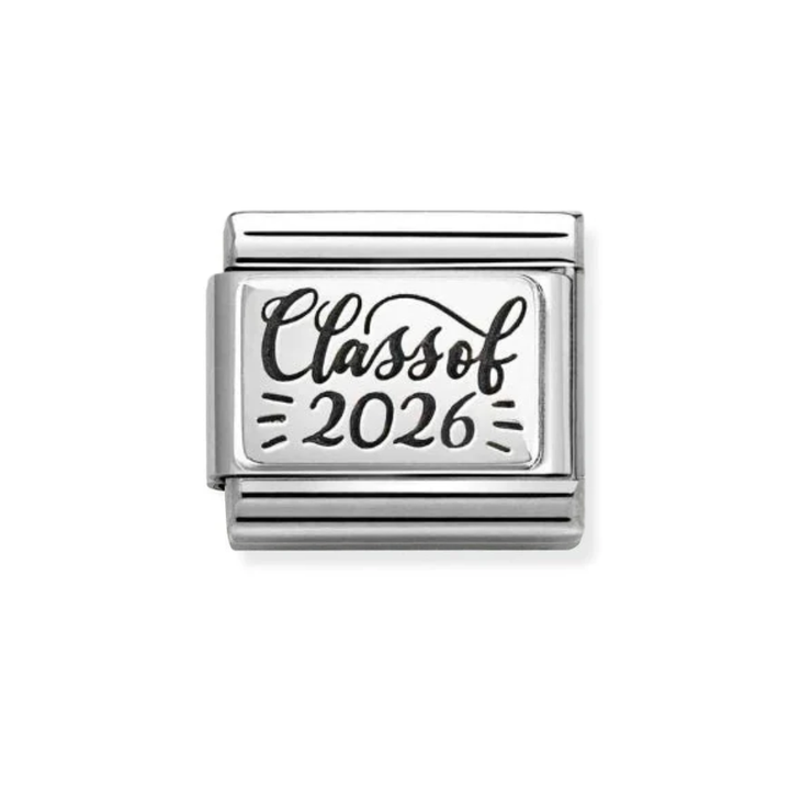 Nomination Silver  Classic Oxydised Plates 2 Class of 2026 Charm
