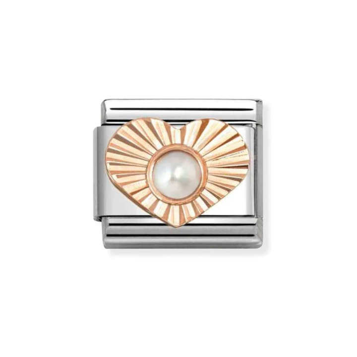 Nomination Rose Gold Pearl Heart Charm