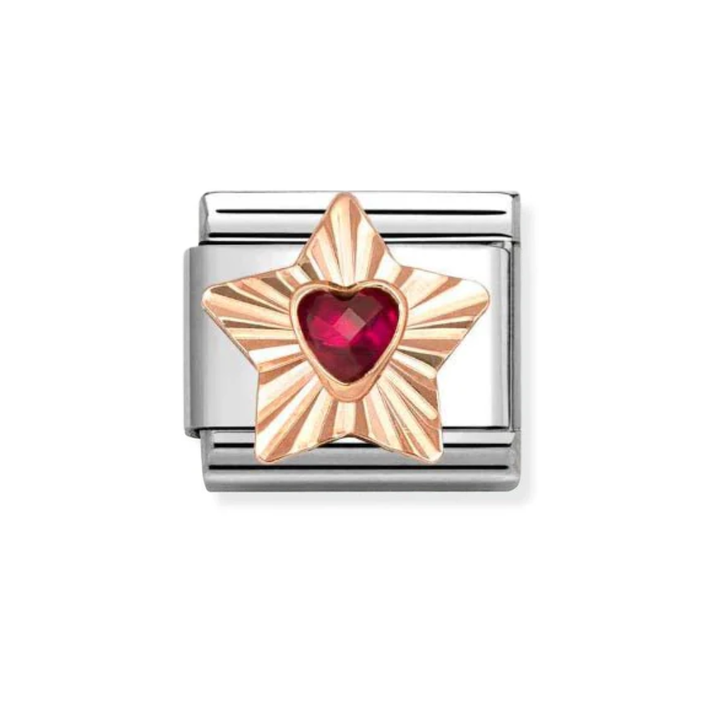 Nomination Rose Gold Star With Red CZ Heart Charm
