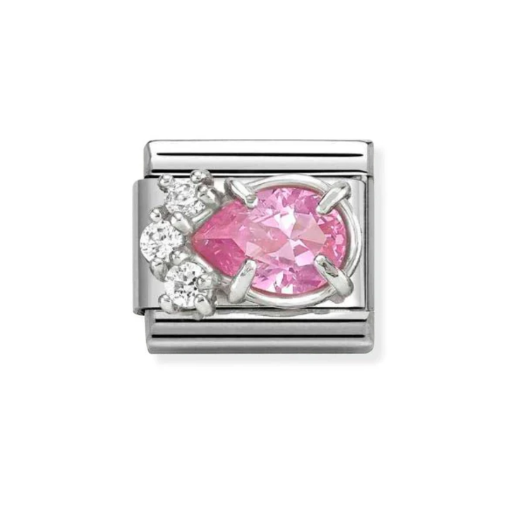 Nomination Silver and Pink  Classic Love , CZ and Drop Charm