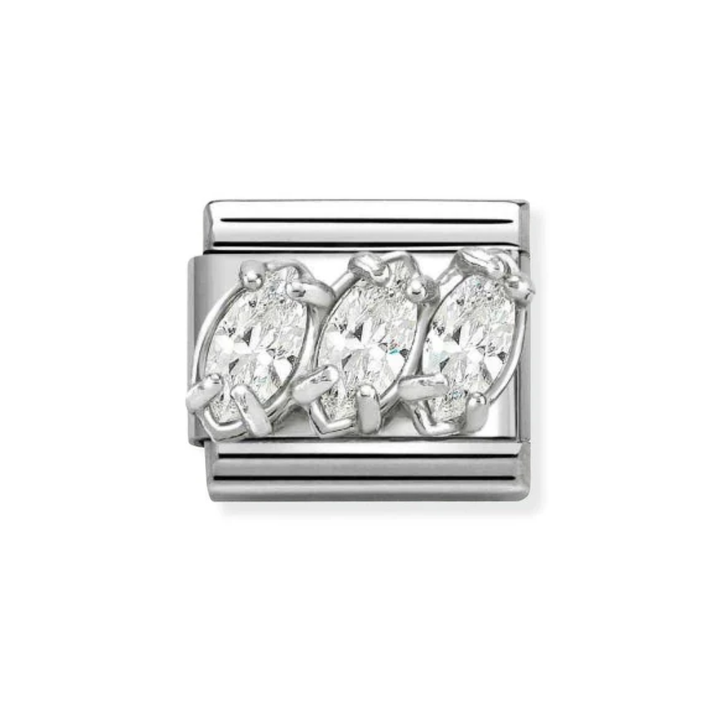Nomination Silver and White  Classic Love , CZ and Trilogy Charm