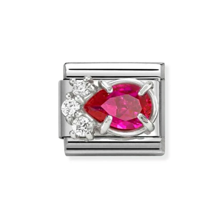 Nomination Silver and Red  Classic Love , CZ and Drop Charm