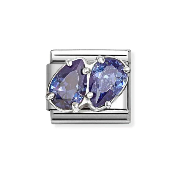 Nomination Silver and Blue  Classic Love , CZ and Double Drops Charm