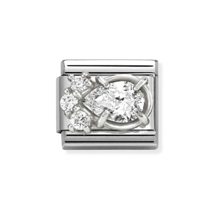 Nomination Silver and White  Classic Love , CZ and Drop Charm