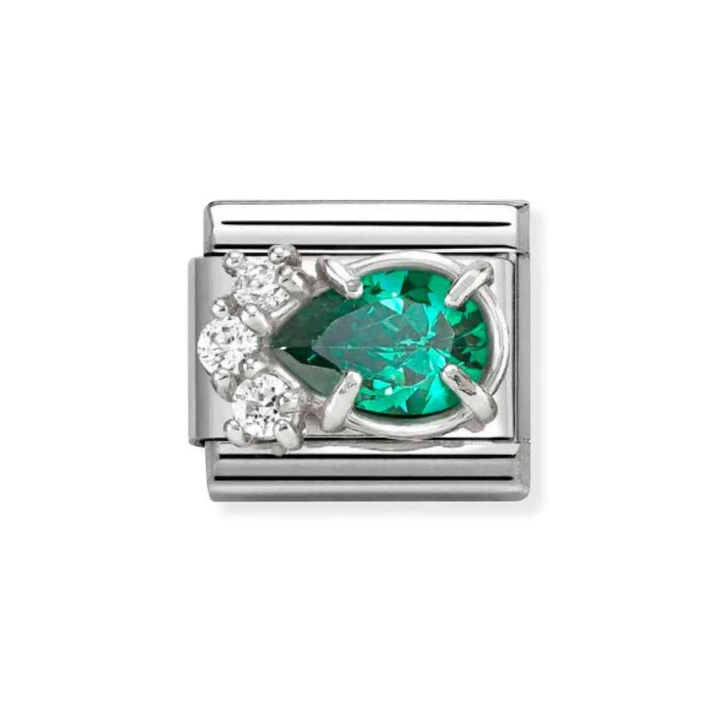 Nomination Silver and Green  Classic Love , CZ and Drop Charm