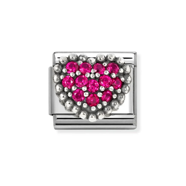 Nomination Classic Silver CZ Red Dotted Heart Charm