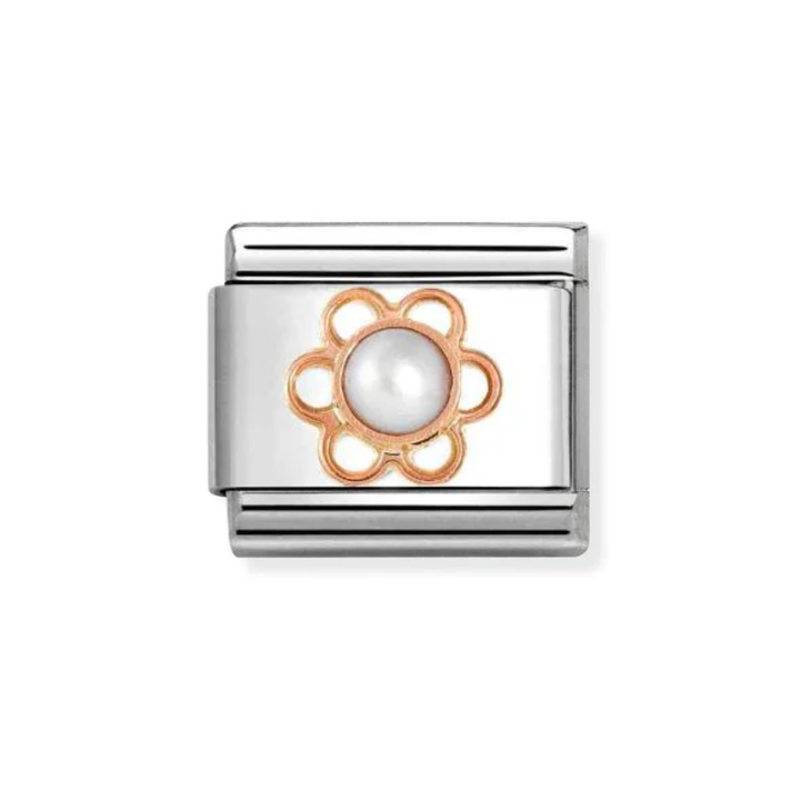 Nomination Rose Gold and White  Flower Pearl Charm
