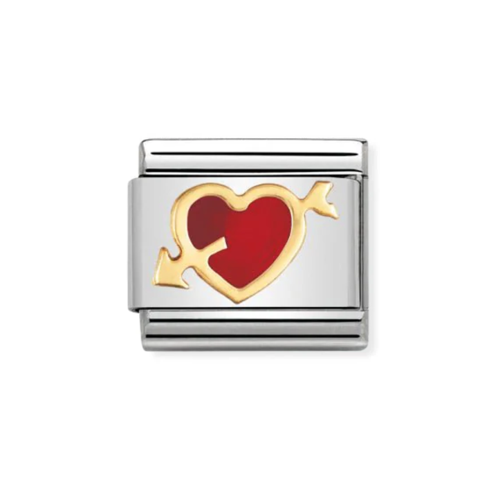 Nomination Gold and Red  Classic Love Stainless  with Enamel Heart with Arrow Charm