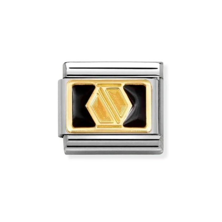 Nomination Gold and Black  Classic Plates  , Enamel Plate Nut Charm