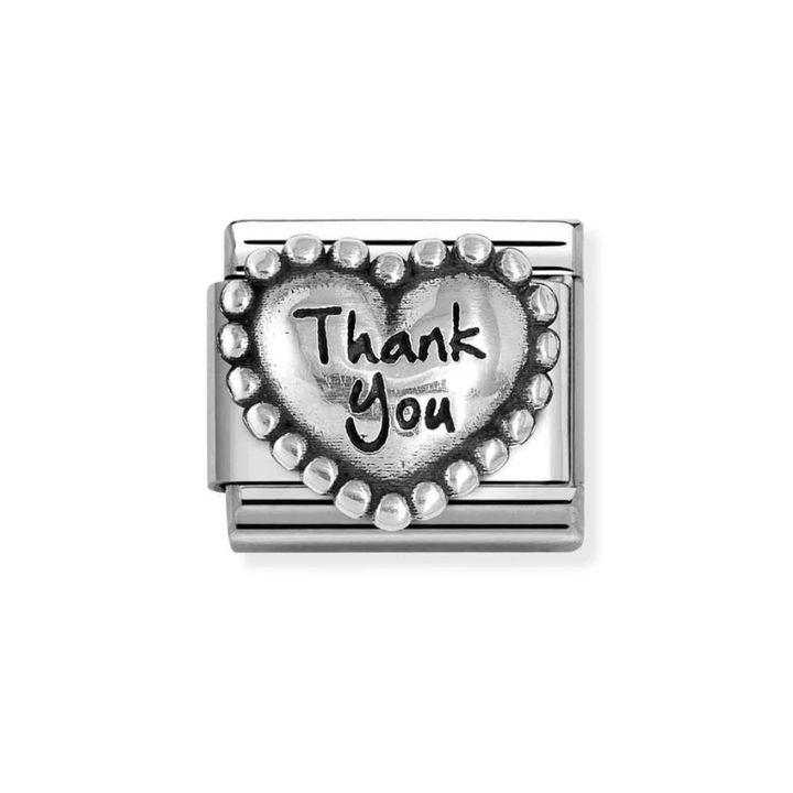 Nomination Classic Silver Thank You Beaded Heart Charm