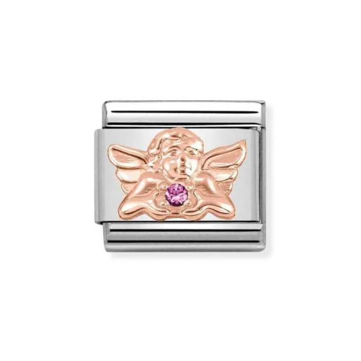 Nomination Rose Gold  Classic Symbols Stainless  with CZ Angel of Friendship Charm
