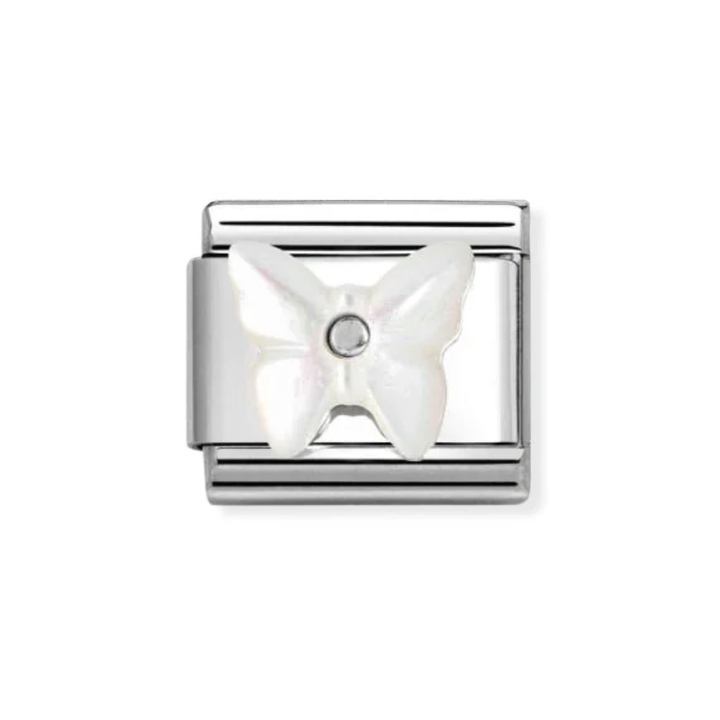 Nomination Silver With White Mother Of Pearl Butterfly Charm