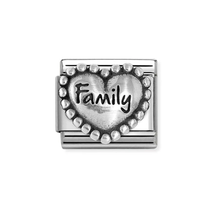 Nomination Classic Silver Family Beaded Heart Charm