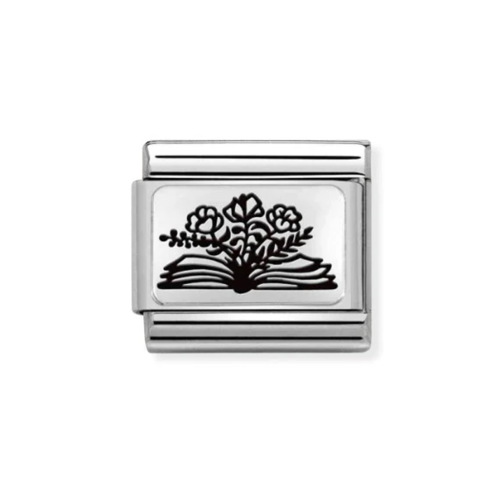 Nomination Silver Book with Flowers Charm