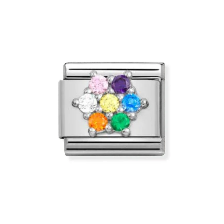 Nomination Silver Rainbow CZ Flower Charm