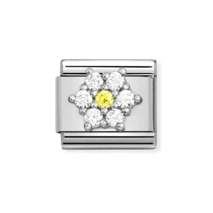 Nomination  Silver Flower Coloured CZ Charm