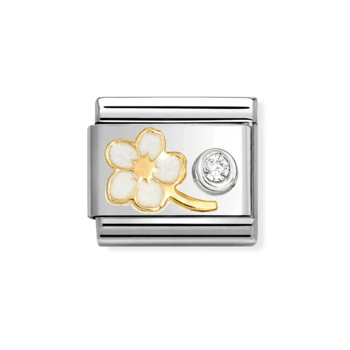Nomination Classic CZ Forget-Me-Not Flower White Flower Charm