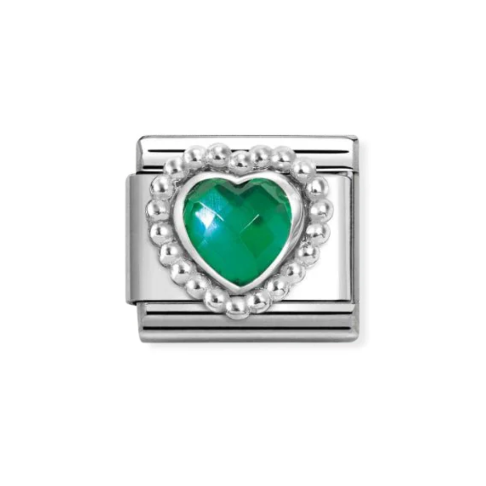 Nomination Classic Green Faceted Beaded Heart Charm