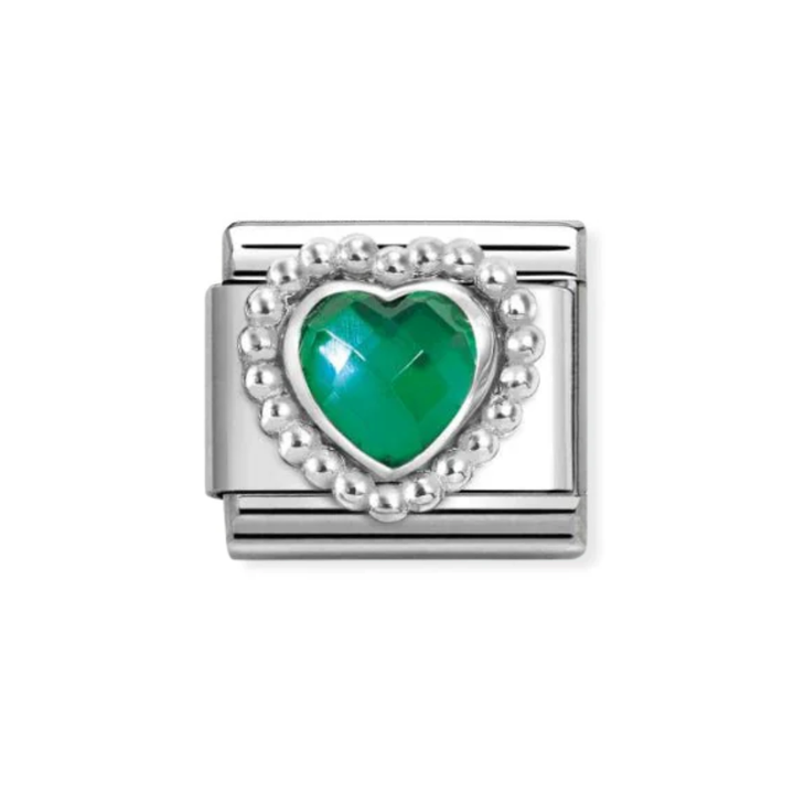 Nomination Classic Green Faceted Beaded Heart Charm