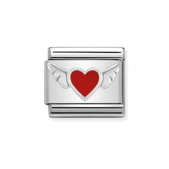 Nomination Silver Red Heart with Wings Charm