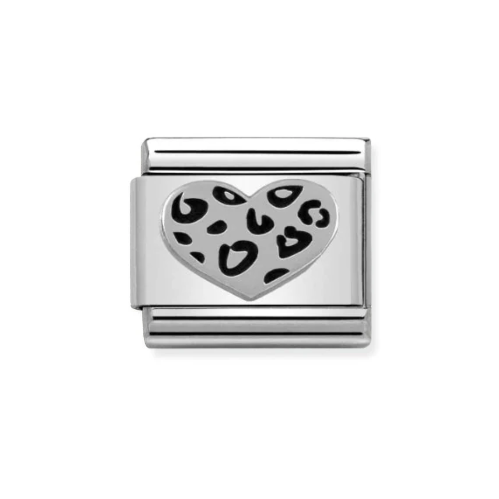 Nomination Classic Silver Leopard Print Heart Charm