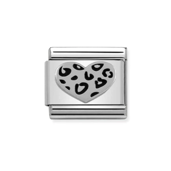 Nomination Classic Silver Leopard Print Heart Charm