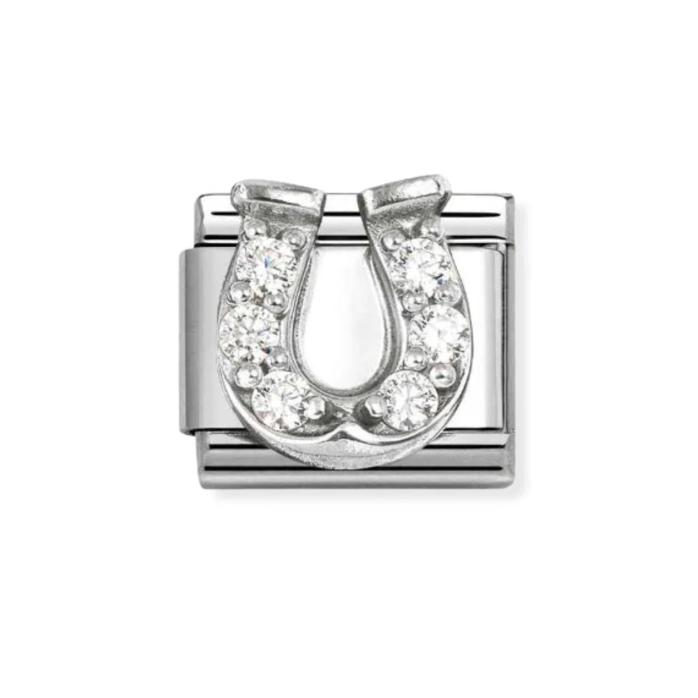 Nomination Silver and White  Classic Love Symbols  , Cubic Zirconia and Horseshoe Charm