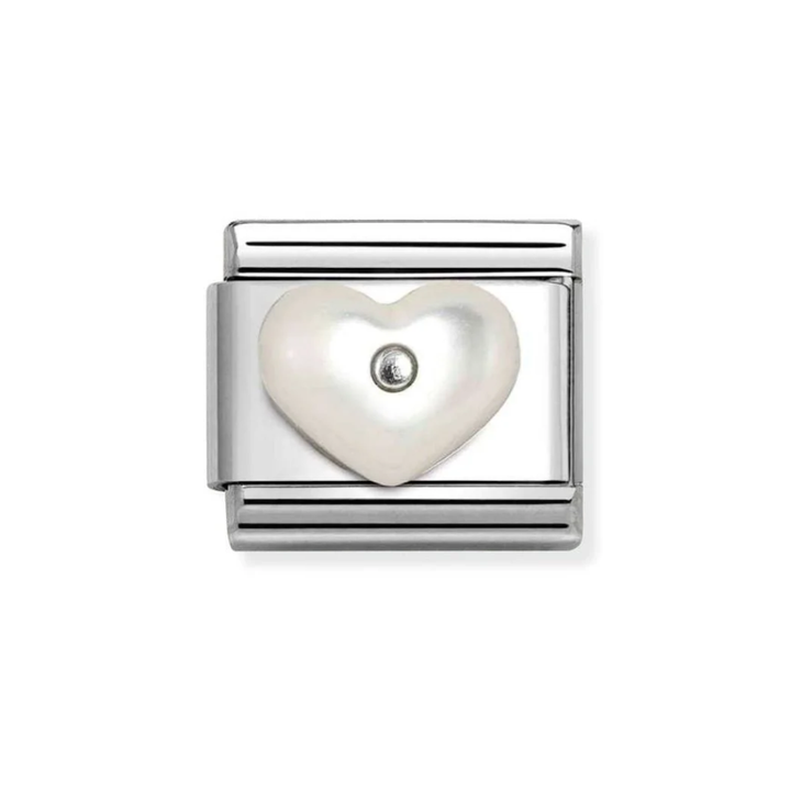 Nomination Classic Silver Mother of Pearl Heart Charm