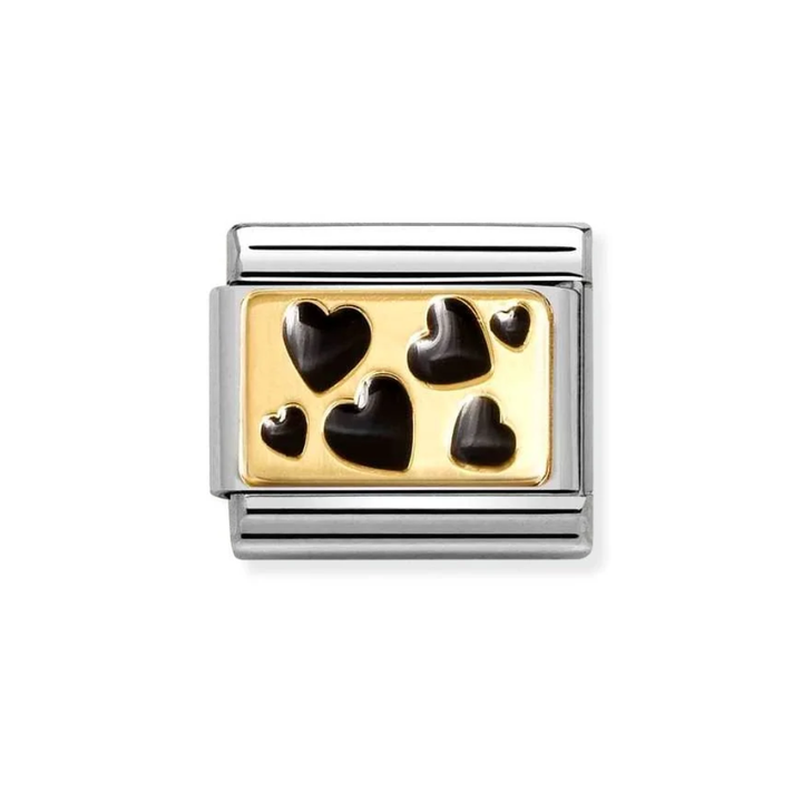 Nomination Classic Gold Black Enamel Heart Charm